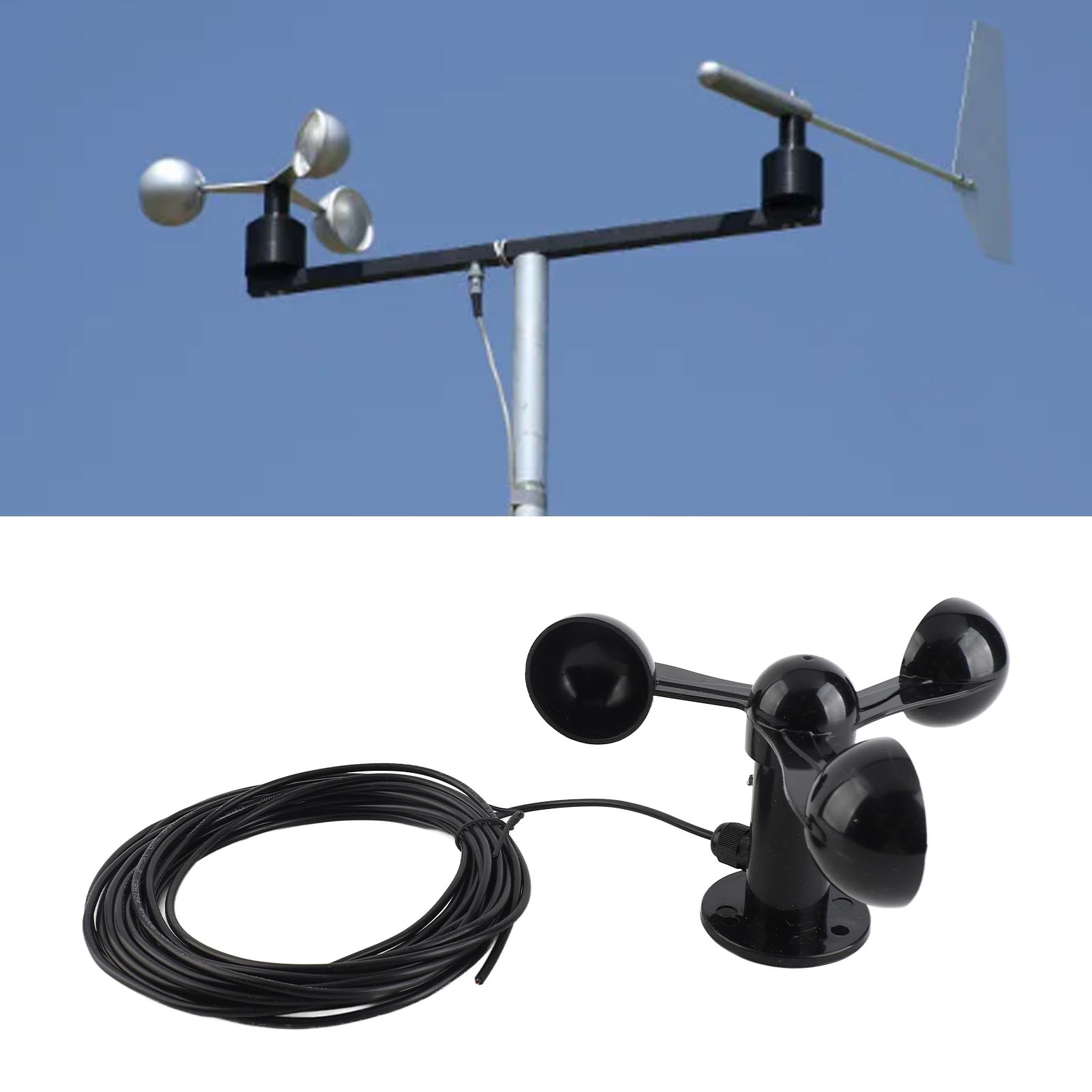 Anemometer Wind Speed - Three Cups Wind Speed Sensor Accurate