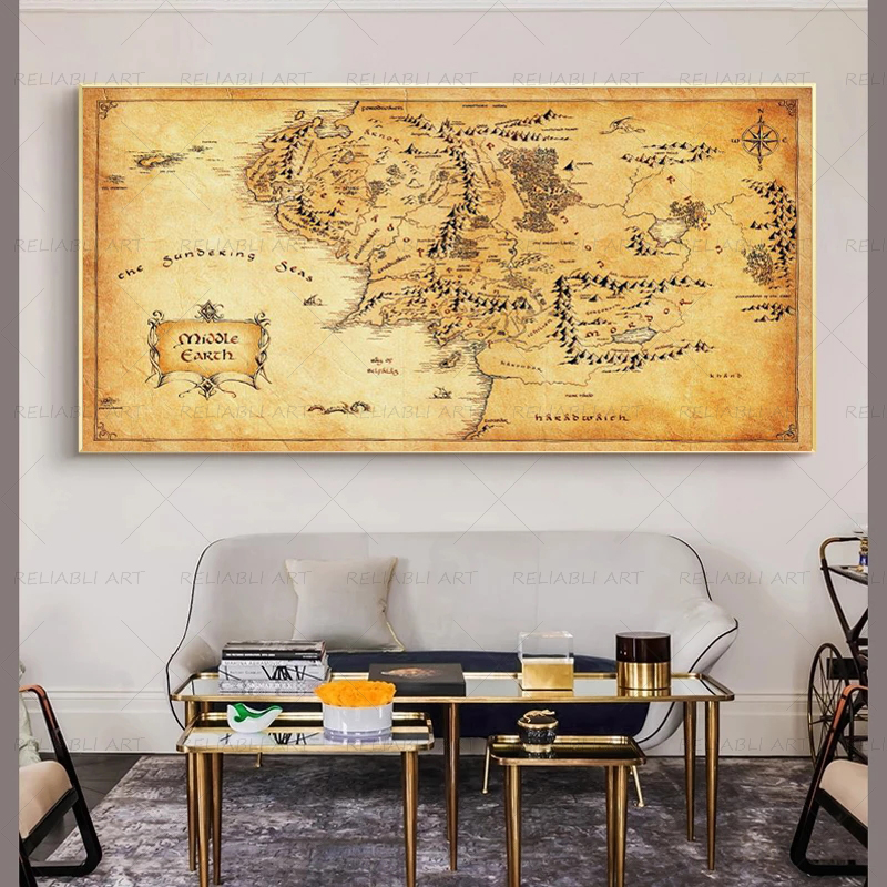 Retro The-Lord-of-Rings Map Po - Star Map Poster recensie en prijs