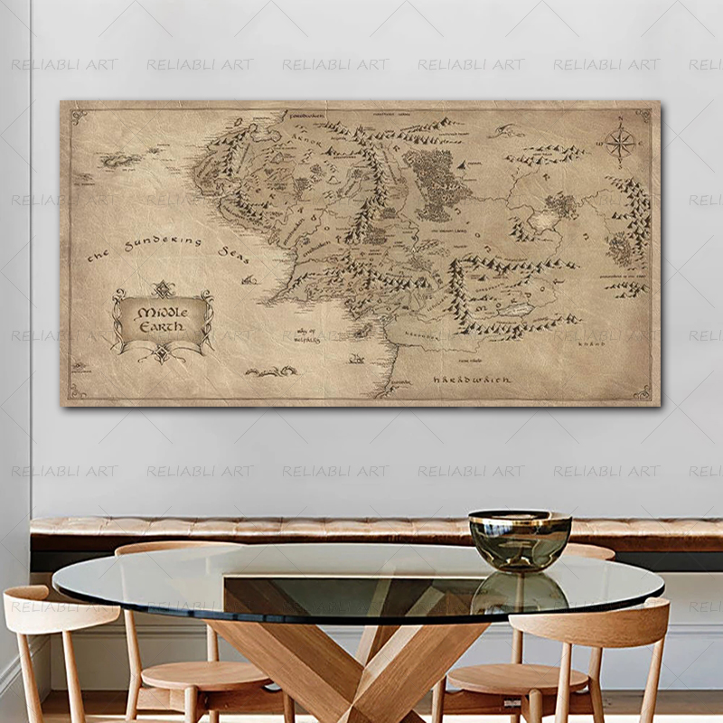 Retro The-Lord-of-Rings Map Po - Star Map Poster recensie en prijs